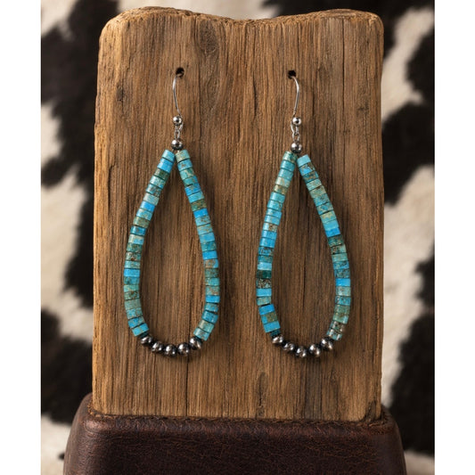 Cinnamon Jasper Turquoise Heishi Earrings/ Sterling Silver