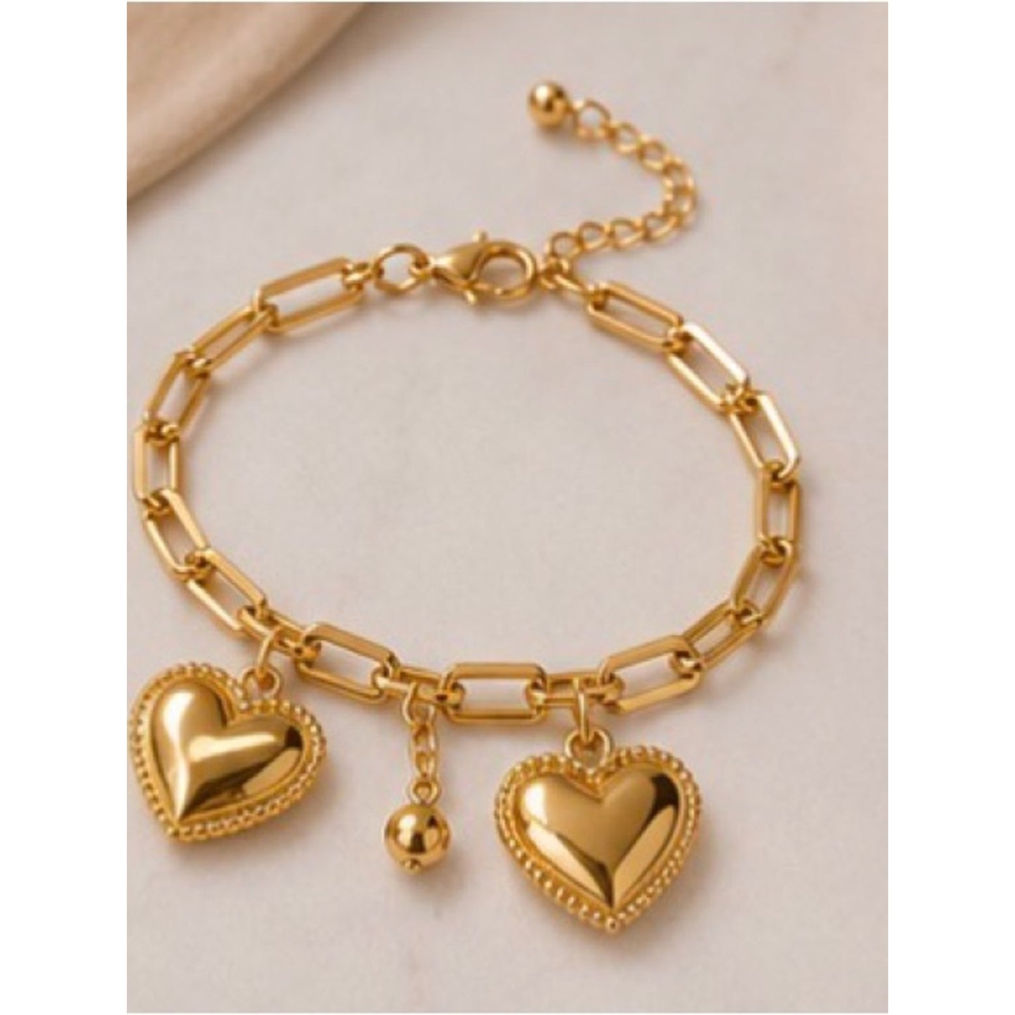 18k Gold Plated Heart Charm Bracelets Water Resistant Tarnish Free