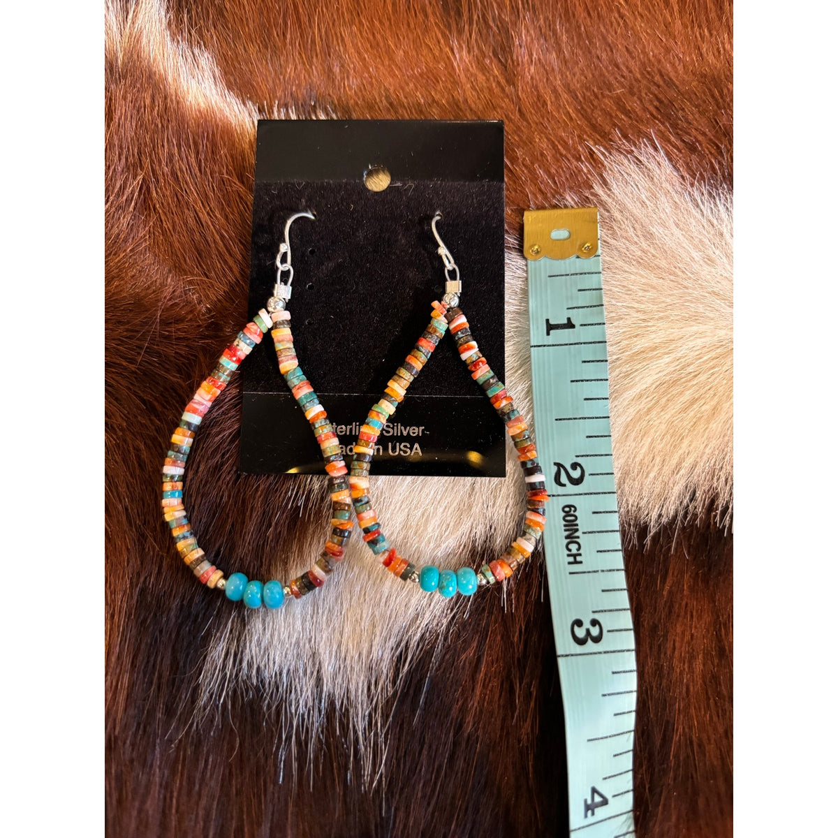 Turquoise Heishi Drop Hoop Earrings – Dangle Earrings