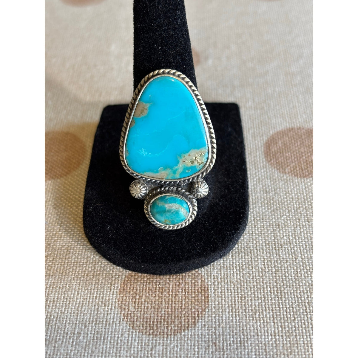 Mojave Blue Turquoise 2-Stone Statement Ring | Adjustable Southwestern Sterling Silver