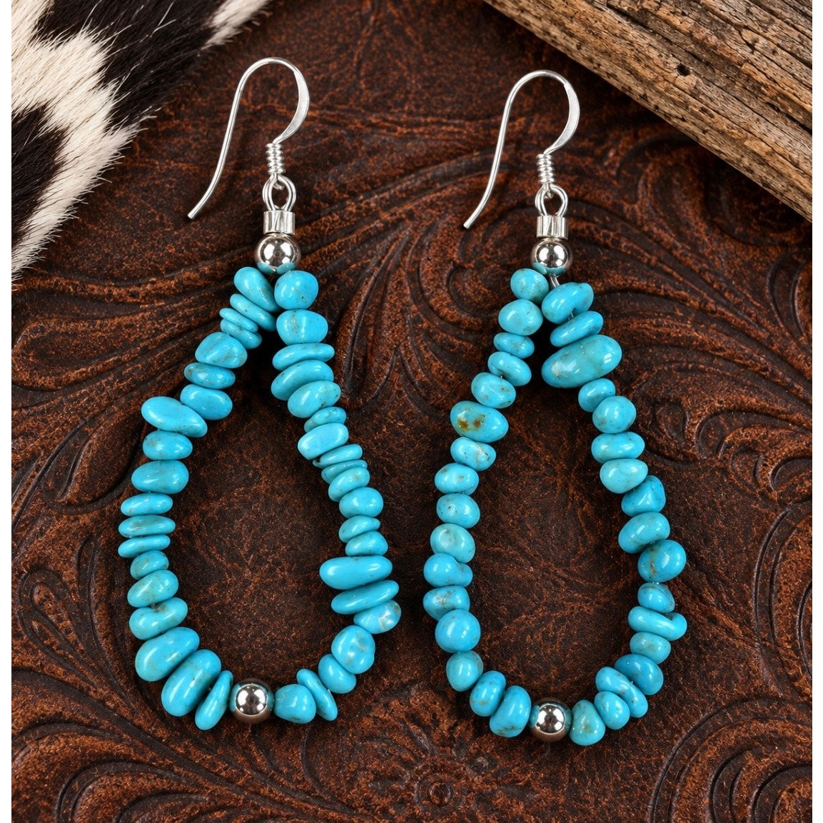 2" Kingman Turquoise Nugget Dangle Earrings – Sterling Silver