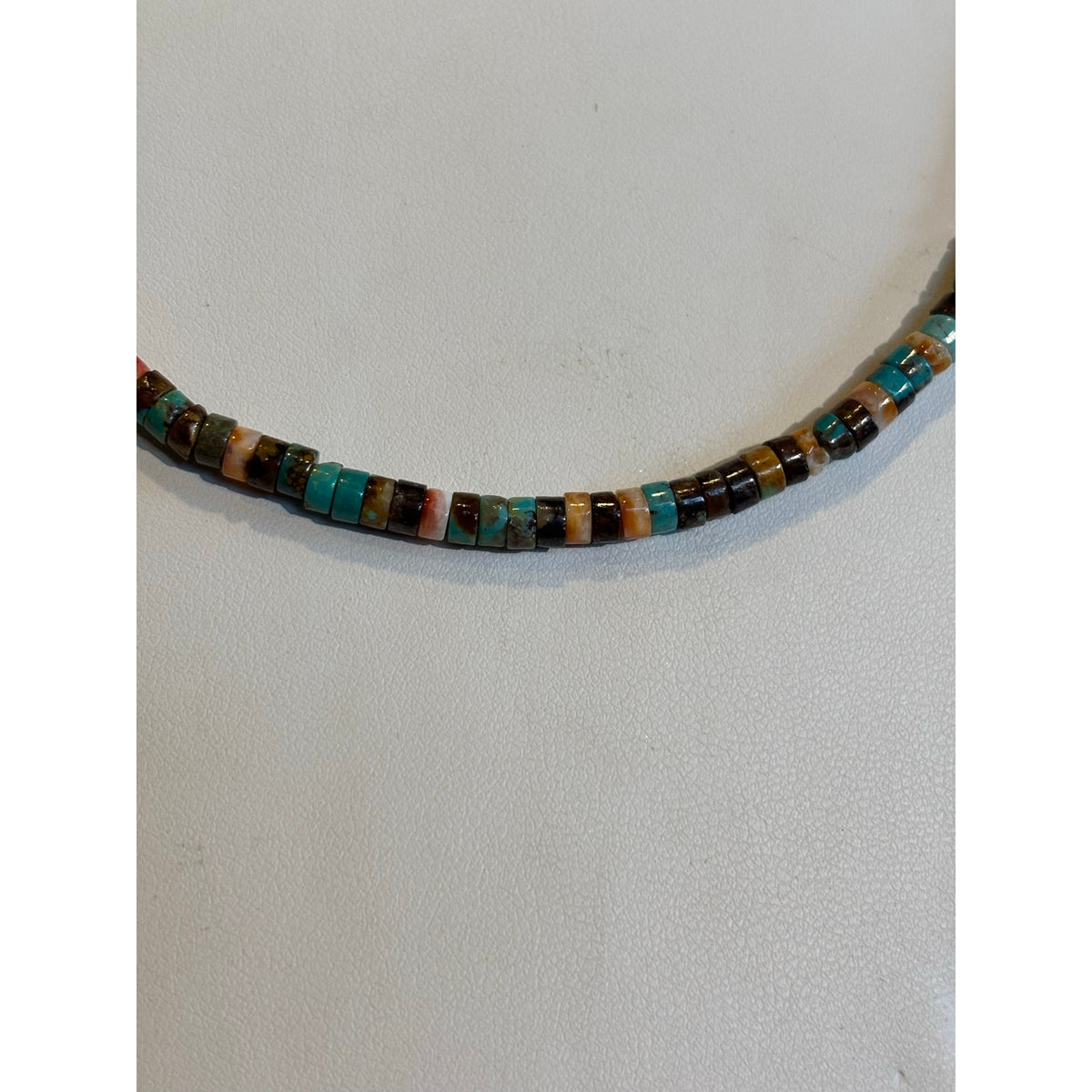 Spiny Oyster and Turquoise Heishi Necklace 16" Western Style