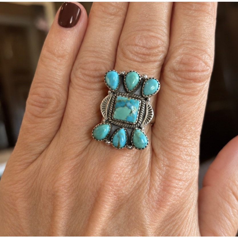 Mojave Turquoise Sterling Silver Native-Inspired Rin[[-[-/-/;;;;;
