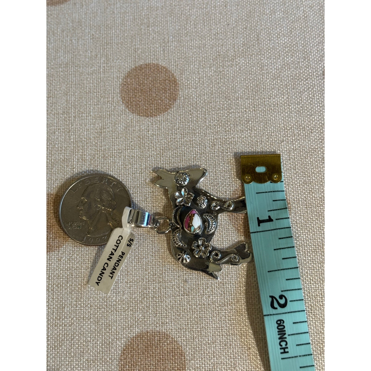 Cotton Candy Turquoise Southwestern Donkey Pendant – Sterling Silver