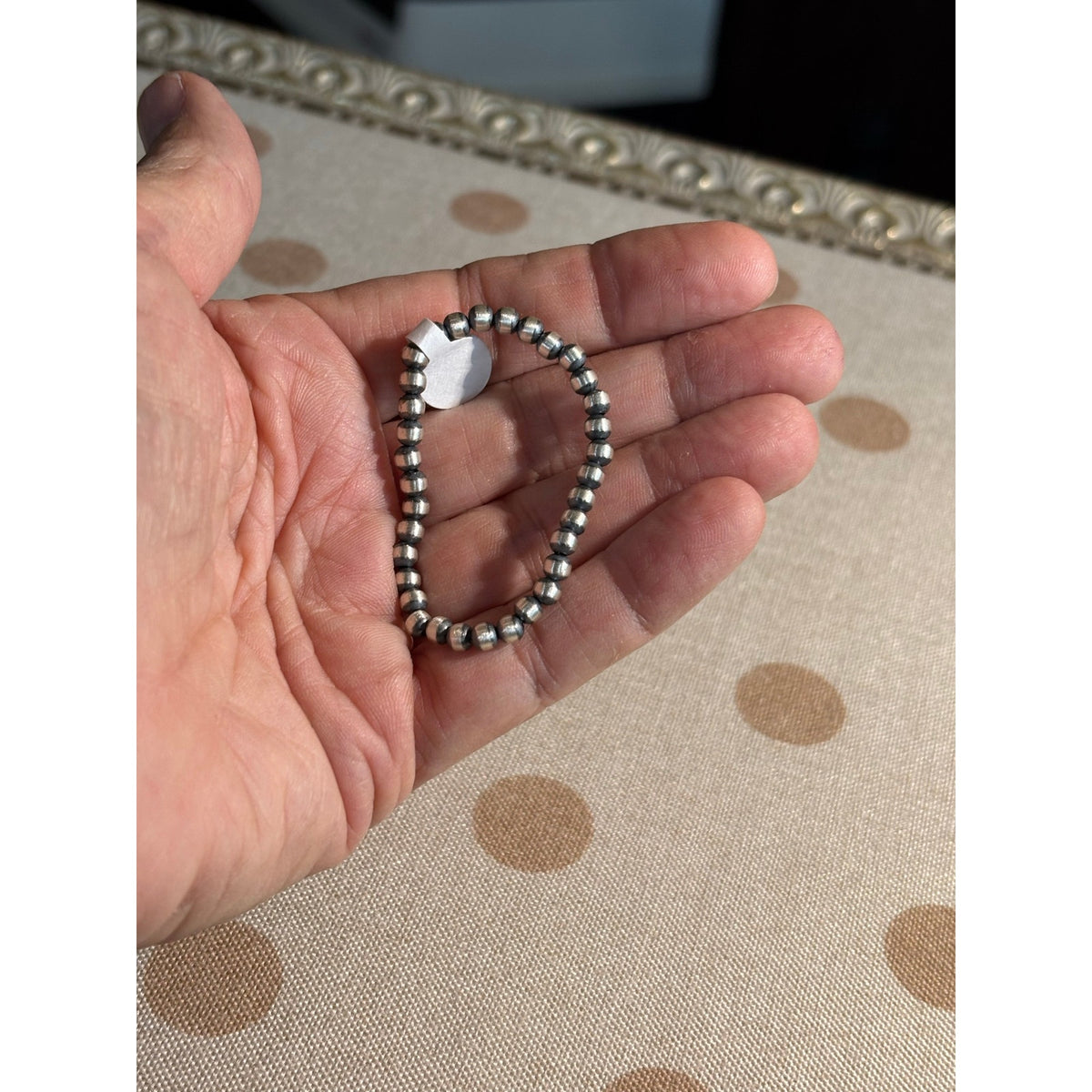 Sterling Silver Pearl Beaded southwestern Bracelet – 4mm, 5 Inch