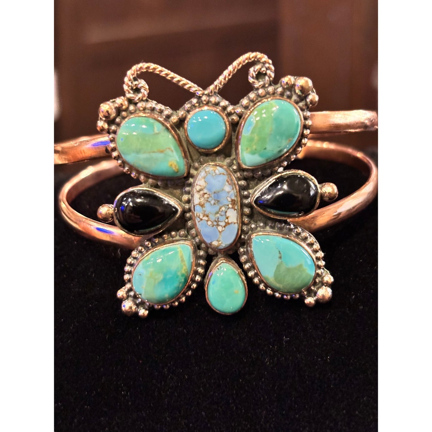 Copper & Turquoise Cuff in Butterfly Design Adjustable
