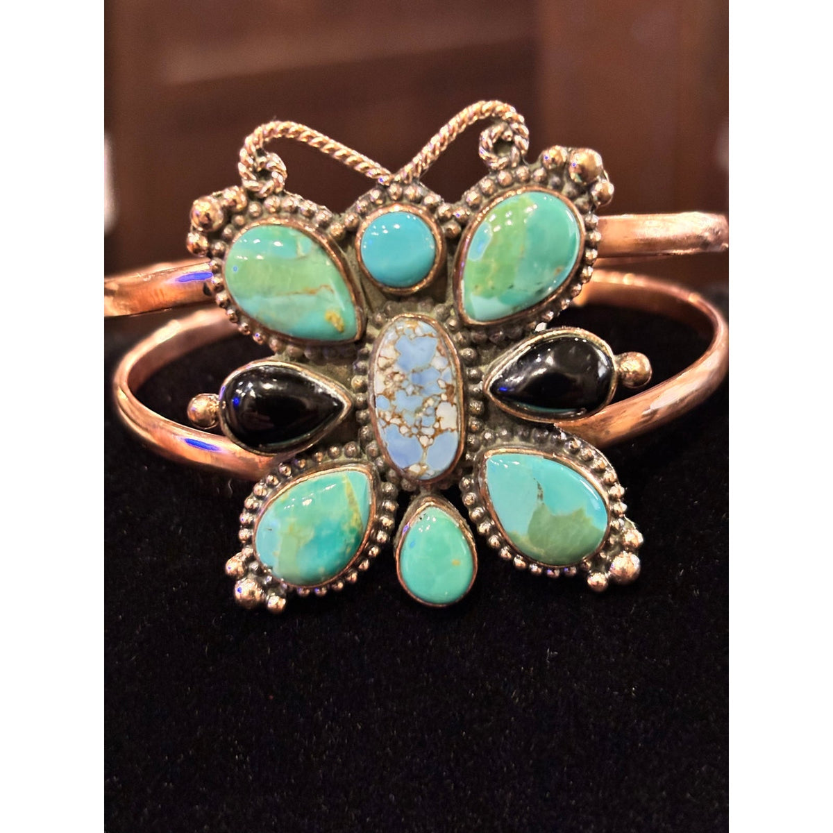 Copper & Turquoise Cuff in Butterfly Design Adjustable