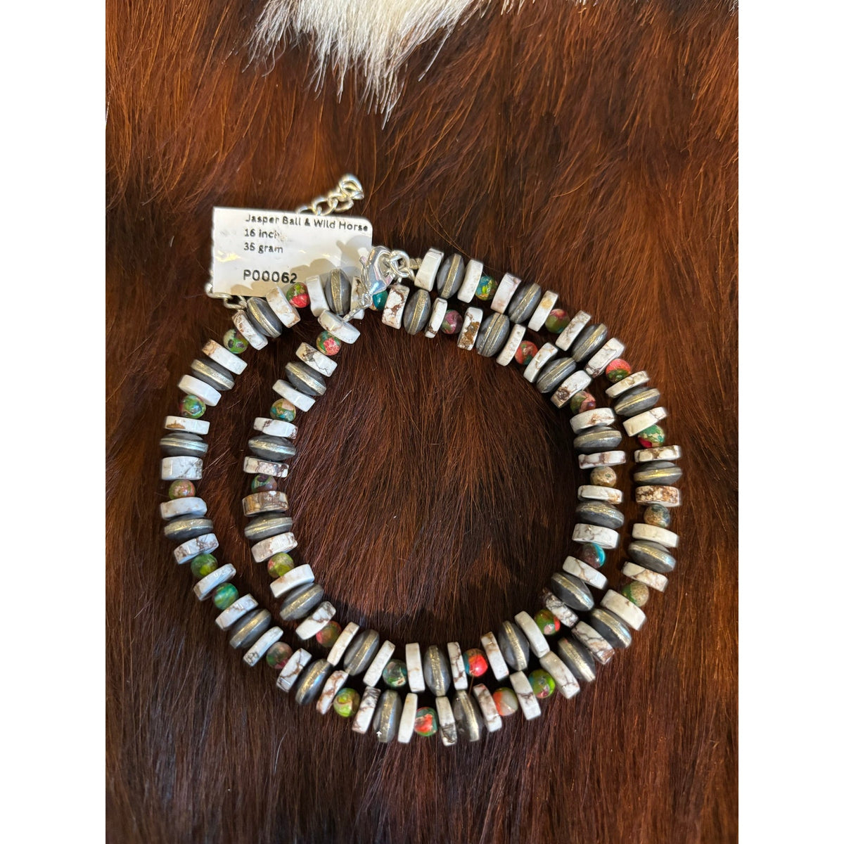 Wild Horse & Jasper Silver-Plated Southwestern Stacking Beaded Necklace