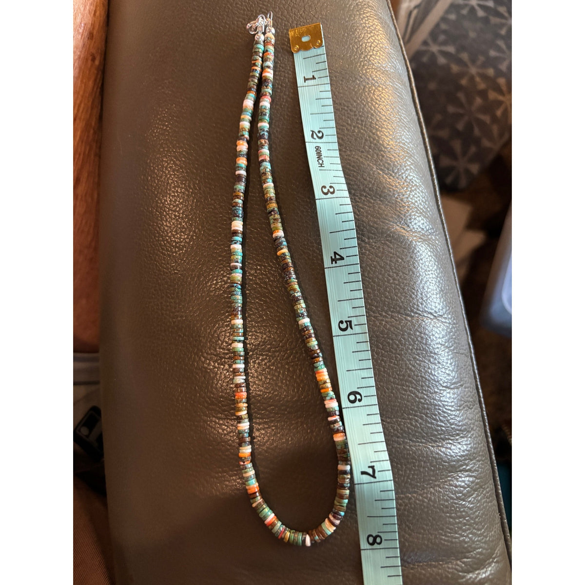 Copied - Spiny Turquoise Heishi Necklace 16”,.