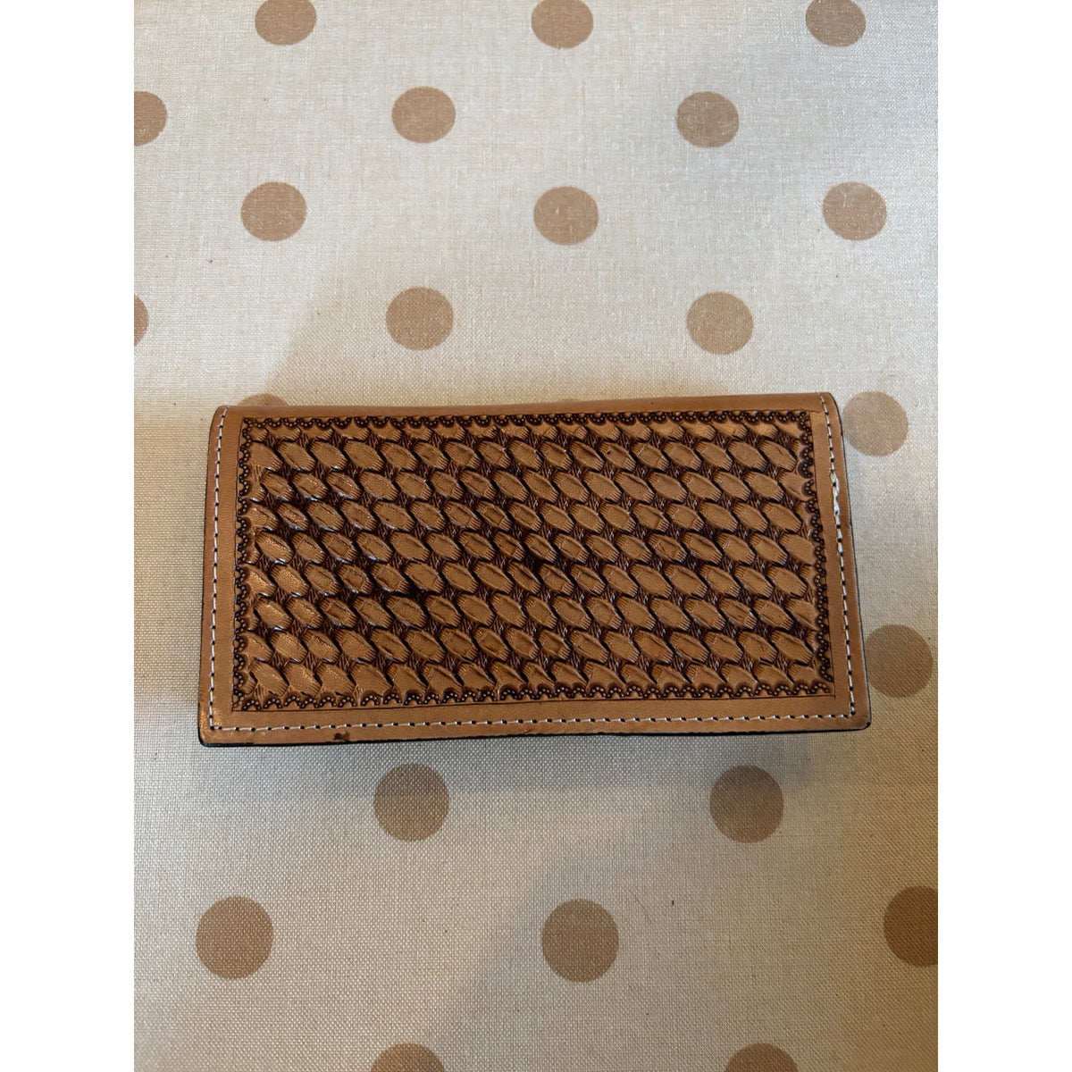 Cowhide Leather Tooled Western Checkbook Wallet