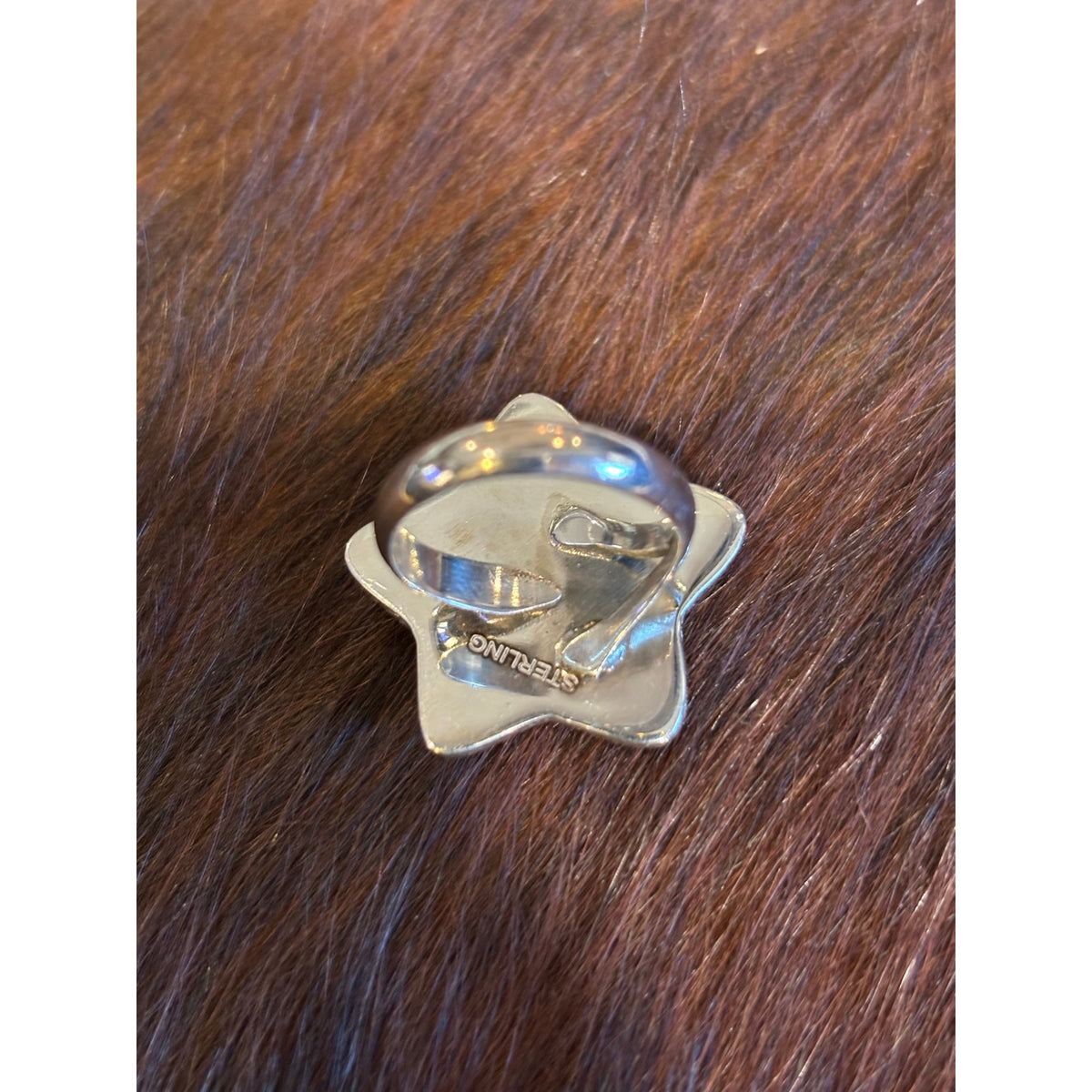 Number 8 Turquoise Star Ring – Sterling Silver Adjustable Size 6–9