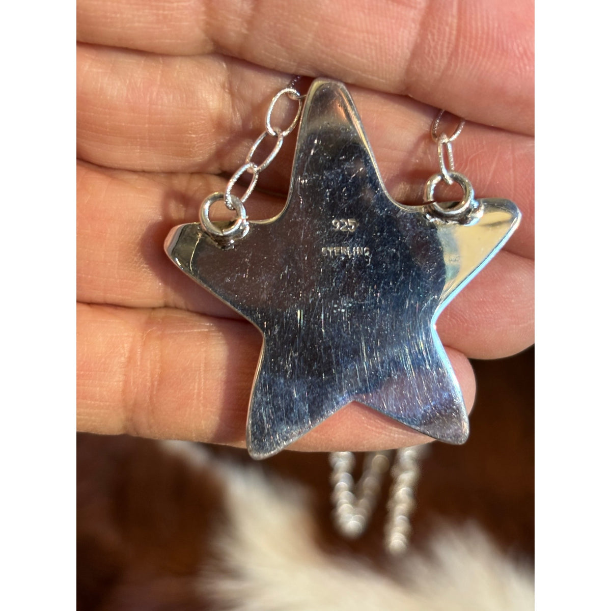 Kingman Turquoise Star Statement Necklace – Sterling Silver, 19" Paperclip Chain