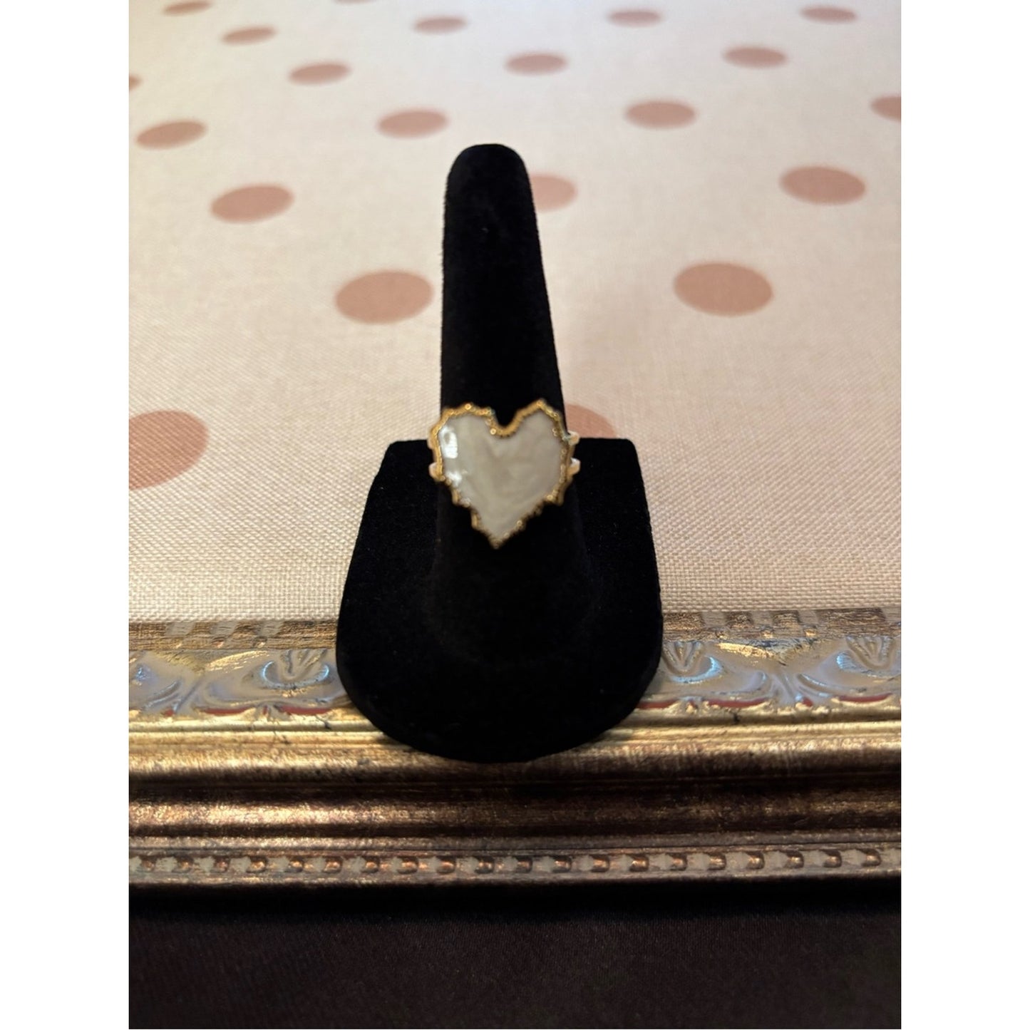 Gold Heart-Shaped White Stone Ring - Women's Fashion Jewelry