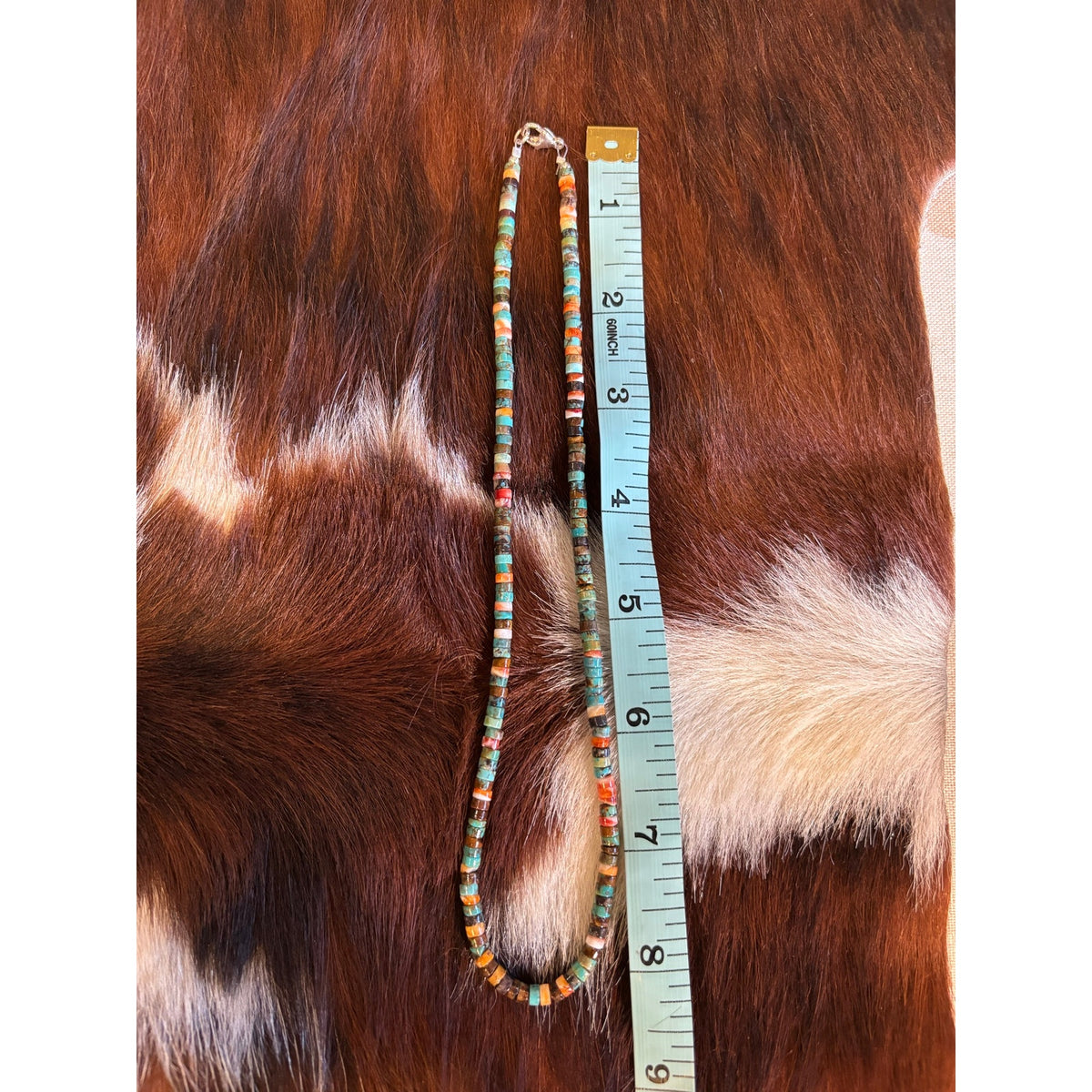 Spiny Oyster and Turquoise Heishi Necklace 16" Western Style