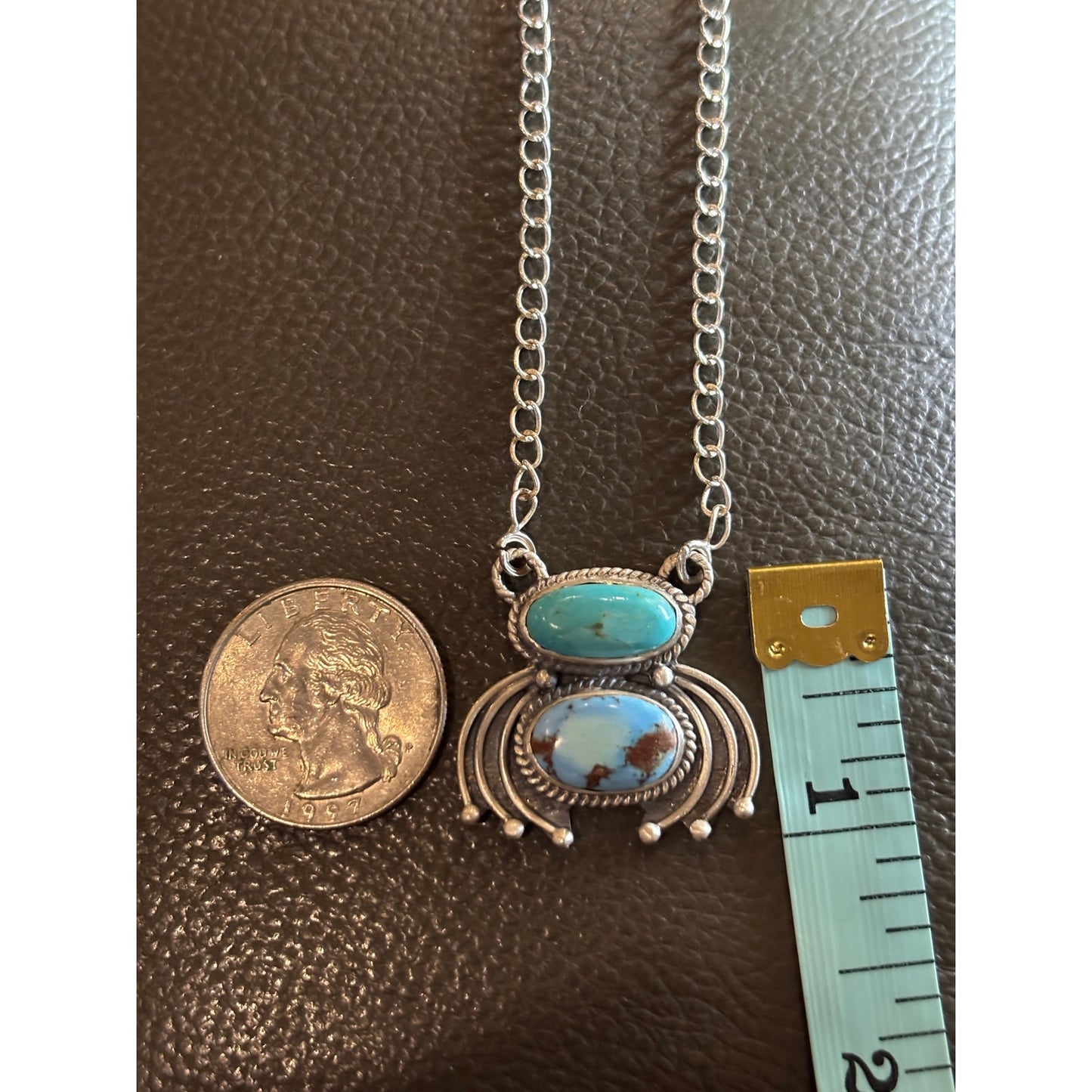 Native inspired Turquoise Necklace Sterling Silver