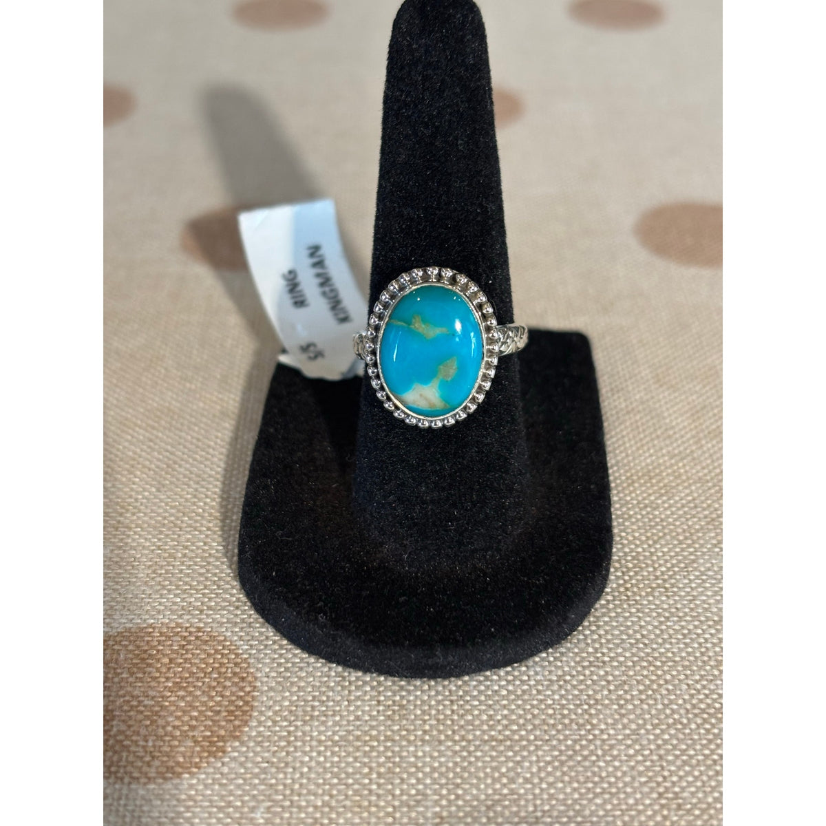 Kingman Turquoise Sterling Silver Western Ring Adj size 7-9