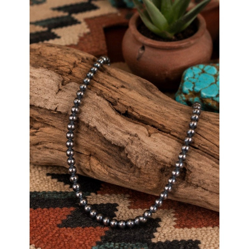 8mm Sterling Silver Pearl Southwestern Choker Necklace – 16"