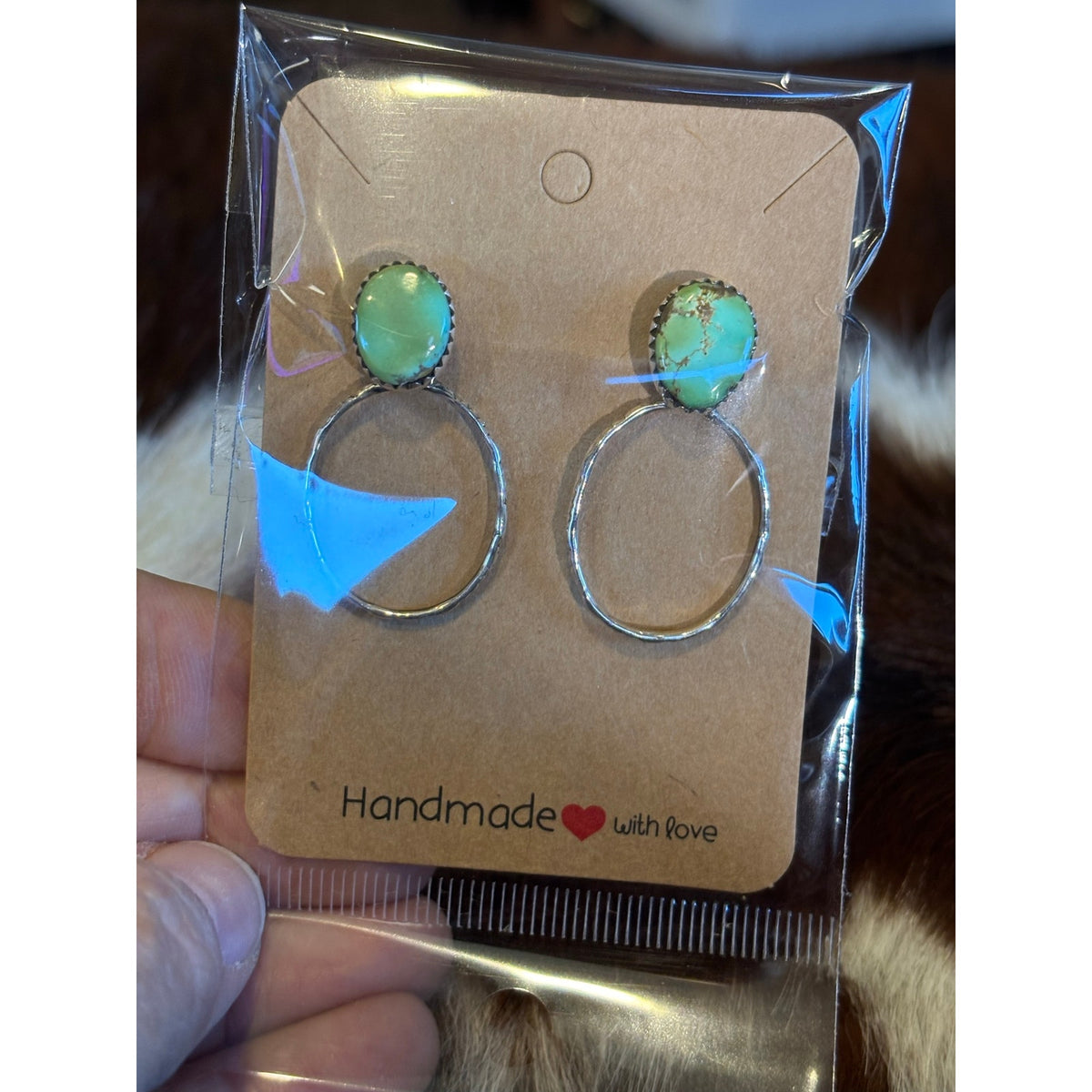 Sonoran Green Turquoise Hoop Earrings – Sterling Silver Western Style