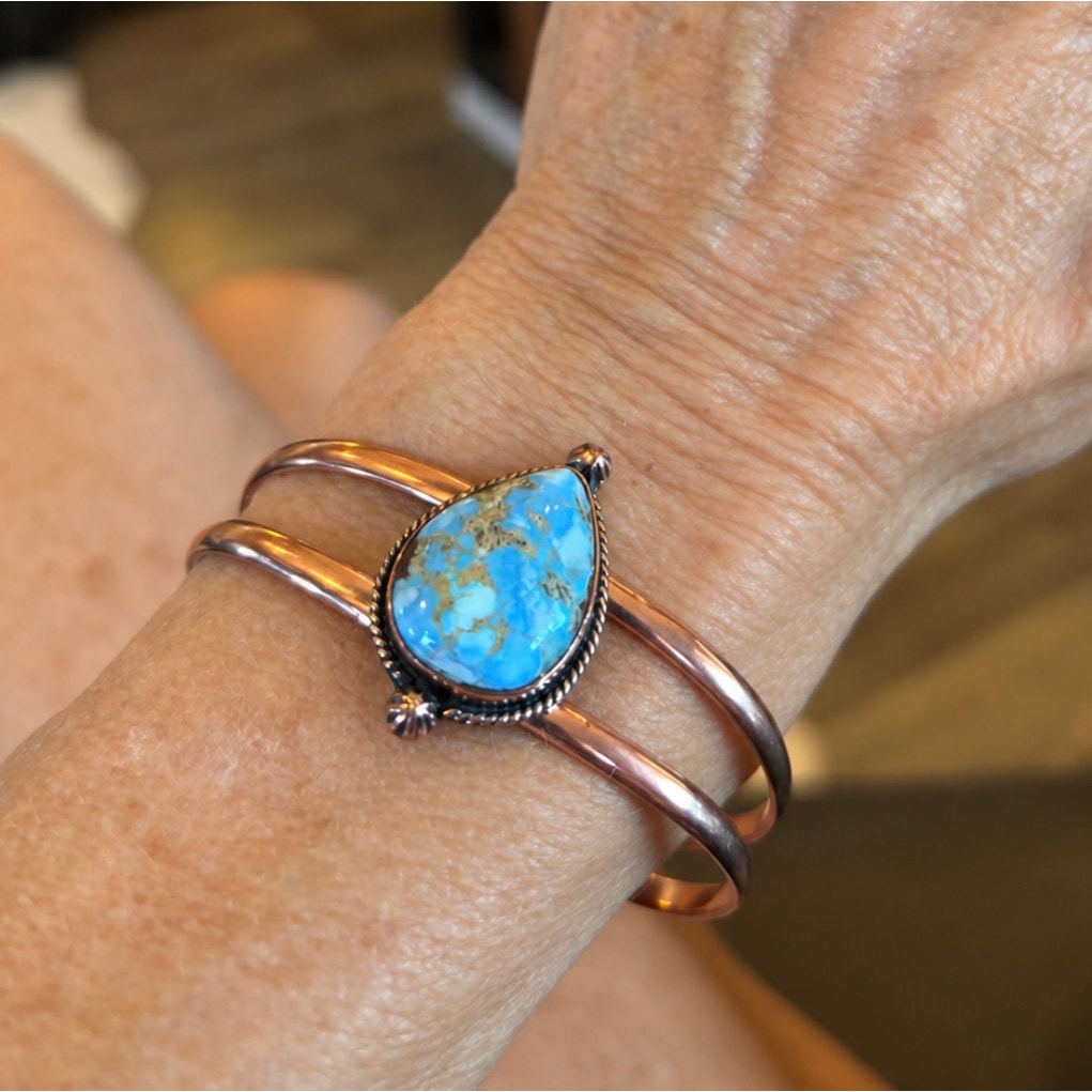 Golden Hills Turquoise Adjustable Copper Cuff Bracelet