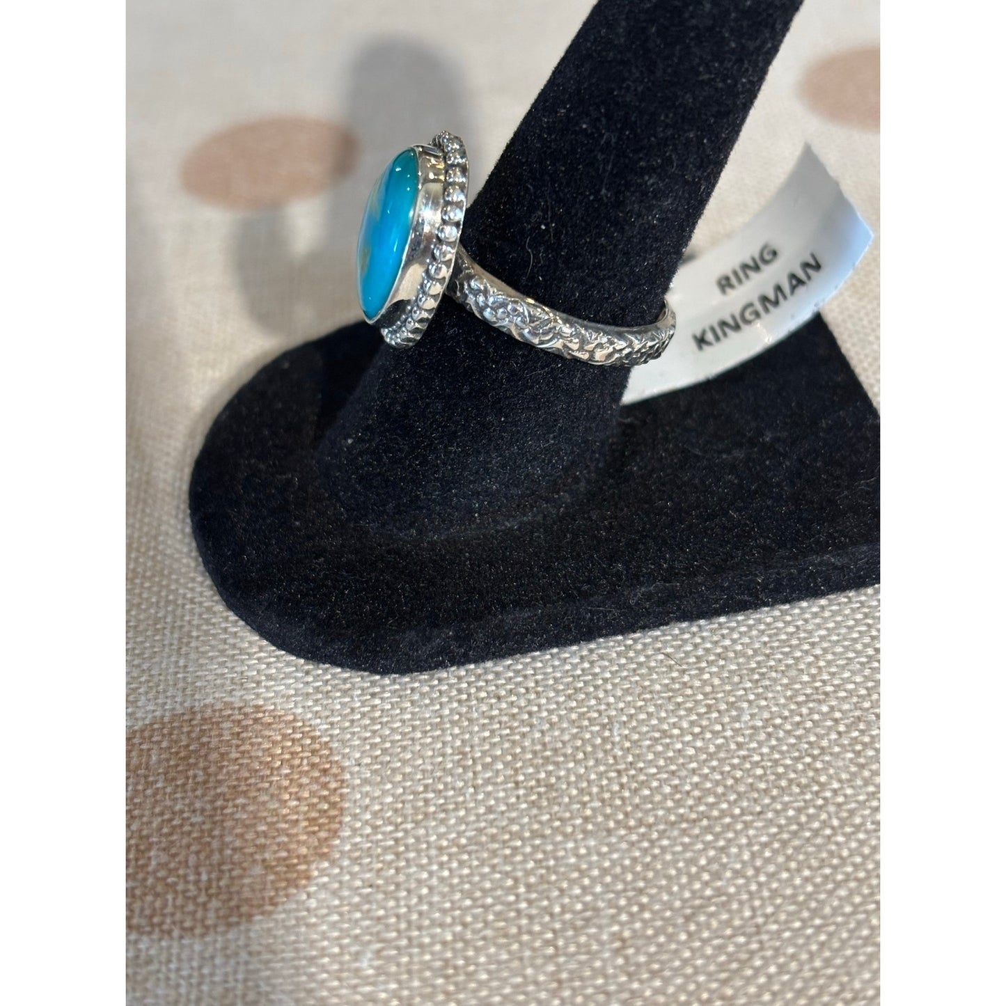 Kingman Turquoise Sterling Silver Western Ring Adj size 7-9