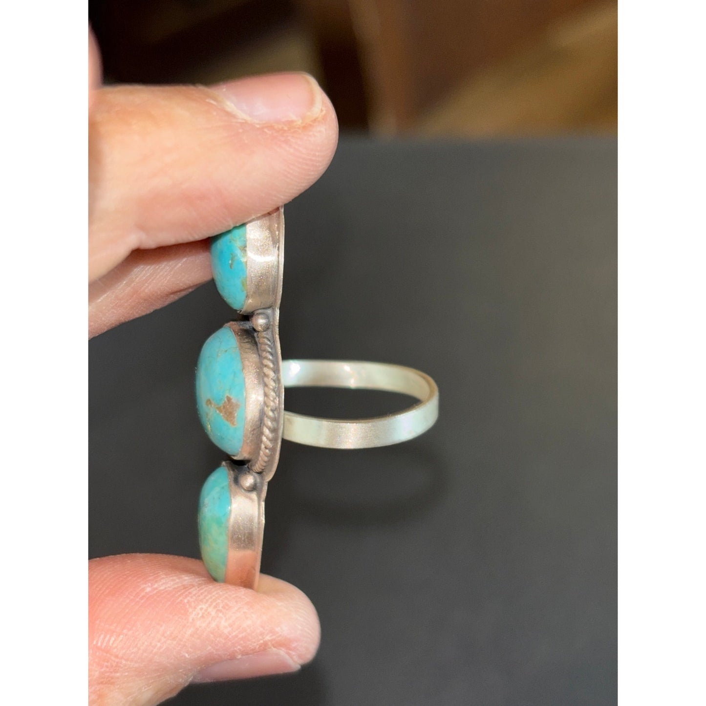 Number Eight Turquoise Three large stones Crawler Ring